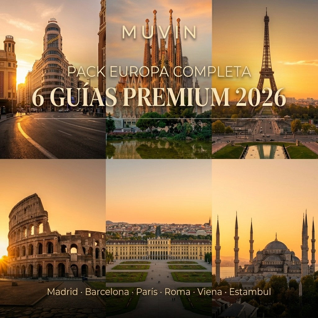 🌍 Pack Europa Completa | 6 Guías Premium Muvin — Madrid, Barcelona, París, Roma, Viena y Estambul 2026